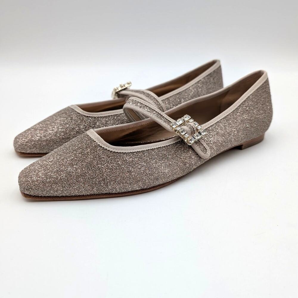 Badgley Mischka Brystol Mary Jane Flats Women's Champagne Size US7.5 EU38